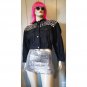 Ultimate Vintage 80s PUNK Atomic Space Age MOD Black Denim Jacket Studded with Mirrors wOw!