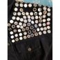 Ultimate Vintage 80s PUNK Atomic Space Age MOD Black Denim Jacket Studded with Mirrors wOw!