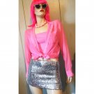 Barbiecore Hot NEON PINK Ultra Sheer Chiffon Buttondown Blouse Aeropostale Size M Barbiecore Hot NEON PINK Ultra Sheer Chiffon Buttondown Blouse Aeropostale Size M