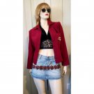 R & K Originals Vintage 90s Boho Embroidered Red Velour Button down Jacket SZ 12P