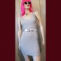 Vintage 80s Disco Diva Silver Metallic Glitter Sexy Body-con Lurex Mini Dress