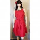 Calvin Klein Retro Red Fit & Flare Full Circle Skirt Party Dress P/S