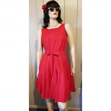 Calvin Klein Retro Red Fit & Flare Full Circle Skirt Party Dress P/S