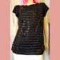 Y2K Piper & Blue Black Sparkle Sequin Mesh DBL Layered Party Top XL JRS