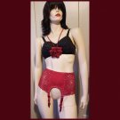 Vintage 90s Y2K FELINA Lingerie Racy Red Lace Garter Belt Size P/S