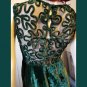 Vintage 80s Vamp Emerald Green Velvet Glam Form-fit Minidress S/XS