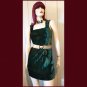 Vintage 80s Vamp Emerald Green Velvet Glam Form-fit Minidress S/XS