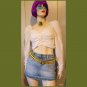 Windsor Boho Gothic Smocked Gathered Puff Sleeve Button down Crop Top NWT