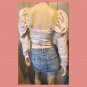 Windsor Boho Gothic Smocked Gathered Puff Sleeve Button down Crop Top NWT