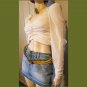 Windsor Boho Gothic Smocked Gathered Puff Sleeve Button down Crop Top NWT