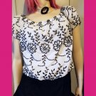 American Eagle Outfitters Retro Black & White Embroidered Sexy Boho Crop Top NWT American Eagle Outfitters Retro Black & White Embroidered Sexy Boho Crop Top NWT