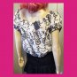American Eagle Outfitters Retro Black & White Embroidered Sexy Boho Crop Top NWT