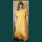 Sunny Yellow Polka Dot Print Ruffle Boho Prairie Maxi Sun Dress NWT Size XS