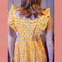 Sunny Yellow Polka Dot Print Ruffle Boho Prairie Maxi Sun Dress NWT Size XS