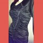80s Diva Ruched Formfit Ultimate GLAM Rhinestones & Lace Sexy Black Party Dress 7/8 S.