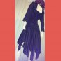 80s Diva Ruched Formfit Ultimate GLAM Rhinestones & Lace Sexy Black Party Dress 7/8 S.