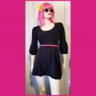 Vintage Y2K Black Acrylic Knit Puff Slv Babydoll Sweater Mini Dress Size XL JRS
