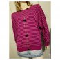 Vintage 80s Dolman Slv Mulberry Striped Acrylic Knit Pullover Sweater L