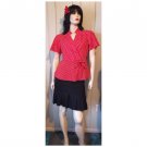 Retro Red Polka Dot Rockabilly Pinup Peplum Top Size L