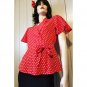 Retro Red Polka Dot Rockabilly Pinup Peplum Top Size L