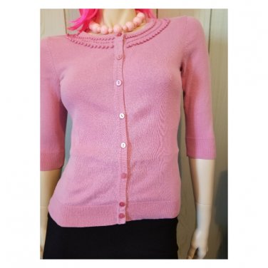 Merona Pink Beaded Button down Cardigan Sweater Top Size XS