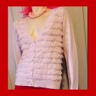 Vintage Y2K New York & Company Frilly Pink Ruffle Cardigan Sweater Size M