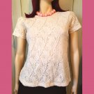 Vintage 90s Ellen Ashley Cream Colored Chantilly Lace Top Size M