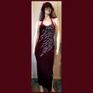 Vintage 90s Glam Sexy Gothic Prom Queen Red Wine Velvet w/Glitter FLAMES Halter Maxi Dress NWT M JRS Vintage 90s Glam Sexy Gothic Prom Queen Red Wine Velvet w/Glitter FLAMES Halter Maxi Dress NWT M JRS