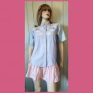 Vintage 90s Boho Floral Embroidered Blue Denim Casual Button-down Shirt M