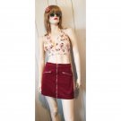 Vintage Y2K Retro Burgundy Corduroy Fit & Flare Skater Zippered Mini Skirt  M