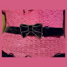 Vintage Rockabilly Pinup Y2K Black Shiny Vinyl Whimsygoth Bow Belt S/XS