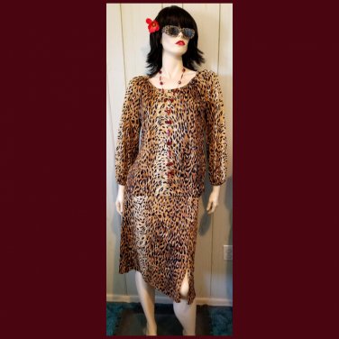 Vintage 70s LEOPARD PRINT Top & Skirt Set Outfit