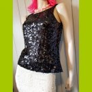 Forever 21 MOD Retro Glam Black Sequins Sparkly BLING Tank Top Size S Forever 21 MOD Retro Glam Black Sequins Sparkly BLING Tank Top Size S