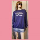 Vintage Y2K Cottagecore Winter Snowy Trees w Rhinestones Blue Sparkly Holiday Sweatshirt 2X