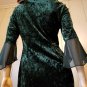 Connected Apparel Emerald Green Crushed Velvet Bell Sleeve Ruched Glam Holiday Party Dress NWT SZ 10