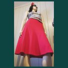 Vintage 70s Brightest Cherry Red Soft Acrylic Fit & Flare Circle Skirt wOw! XS