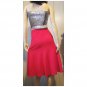 Vintage 70s Brightest Cherry Red Soft Acrylic Fit & Flare Circle Skirt wOw! XS
