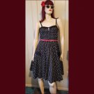 Vintage Y2K Black Polka Dot Rockabilly Pinup Buttondown Party Dress Sundress full circle skirt! Sz 8 Vintage Y2K Black Polka Dot Rockabilly Pinup Buttondown Party Dress Sundress full circle skirt! Sz 8