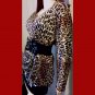 Vintage Vanity Fair Leopard Kitty Print Dolman Slv Blouse Top Sz M 70s 80s
