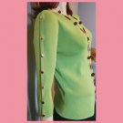 Vintage 90s Joseph A Pistachio Green Silver Snaps Pullover Stretchy Bodycon Sweater Top NWT XL