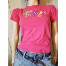 Vintage 90s TEXAS Glittery Flower Power Decal Kids Pink T-shirt Size M Vintage 90s TEXAS Glittery Flower Power Decal Kids Pink T-shirt Size M