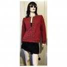 VTG Y2K Croft & Barrow Red Knit Hollies & Snow Zippered Cardigan Christmas Zippered Sweater M. NWT