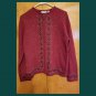 VTG Y2K Croft & Barrow Red Knit Hollies & Snow Zippered Cardigan Christmas Zippered Sweater M. NWT