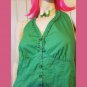 Vintage Y2K Lime Green Button down Babydoll Halter Top Size M