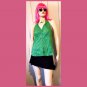 Vintage Y2K Lime Green Button down Babydoll Halter Top Size M