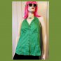 Vintage Y2K Lime Green Button down Babydoll Halter Top Size M