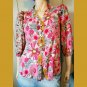 Retro Groovy Springtime Flower Power Print Button-down Rayon Blouse First Love by Lovelyn Size S