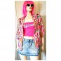 Retro Groovy Springtime Flower Power Print Button-down Rayon Blouse First Love by Lovelyn Size S