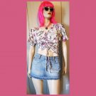Candie’s Retro White Springtime Boho Floral Flairy Angel Sleeve Adjustable Crop Top Size M Candie’s Retro White Springtime Boho Floral Flairy Angel Sleeve Adjustable Crop Top Size M