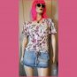 Candieâs Retro White Springtime Boho Floral Flairy Angel Sleeve Adjustable Crop Top Size M